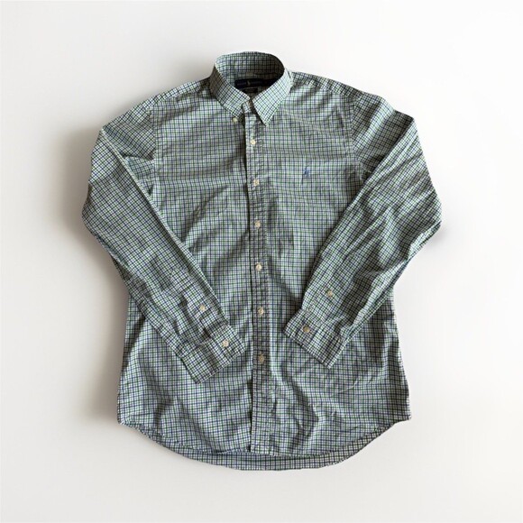 Ralph Lauren Other - Ralph Lauren Men's M Classic Fit Green Blue White Check Cotton Stretch Shirt